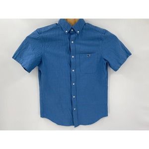 Vineyard Vines Men's classic fit trucker shirt button front blue textured sz s